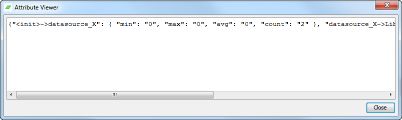 CMC Attribute Viewer showing JSON content for latency-chain MBean attribute 