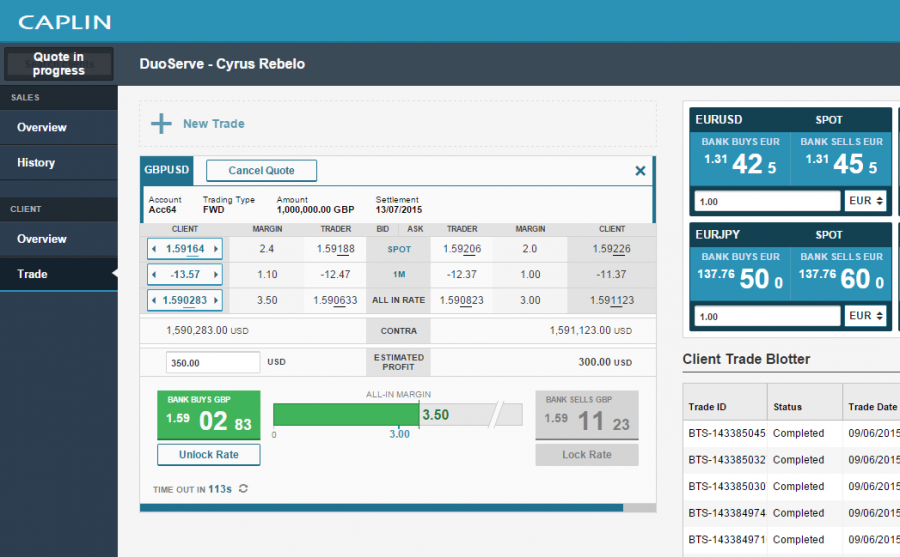 FX Sales Trade Ticket