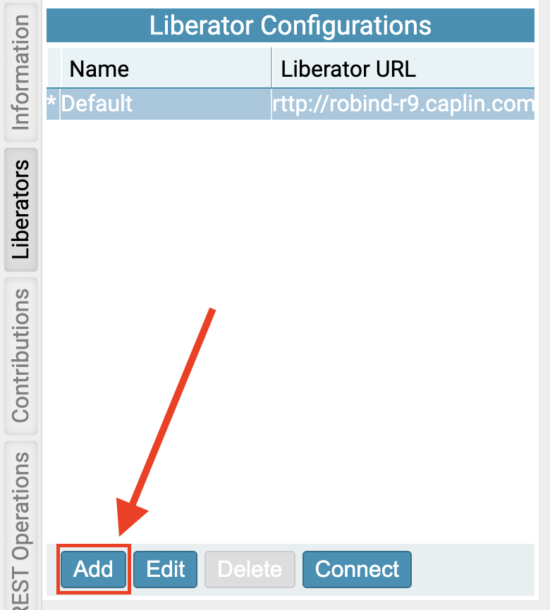 Screenshot highlighting a button labelled 'Add'