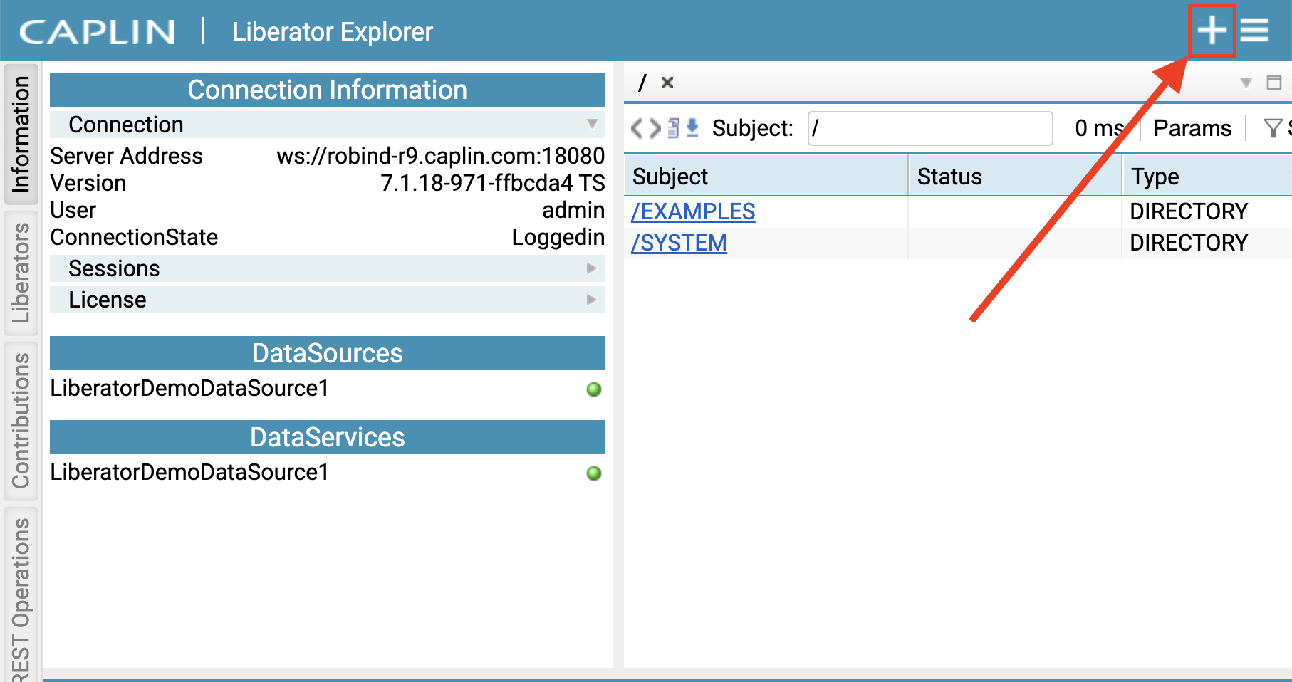 Screenshot highlighting a button with the symbol of a plus