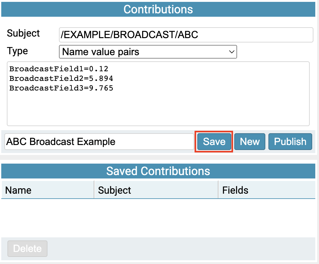 Screenshot highlighting the save button for a contribution
