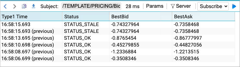 TemplatePricingAdapter showing data in Liberator Explorer