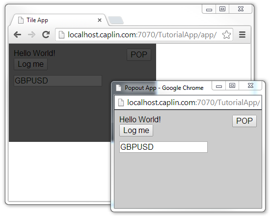 screen capture of component popped out of app