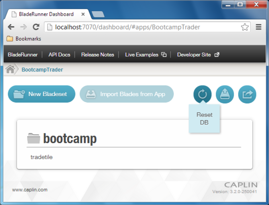 tutorial webcentric reset db button
